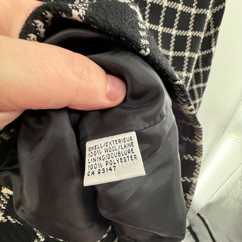 Talbots Petites 8 Wool Windowpane Check Coat Blazer Jacket Hong Kong Vintage - Picture 6 of 6